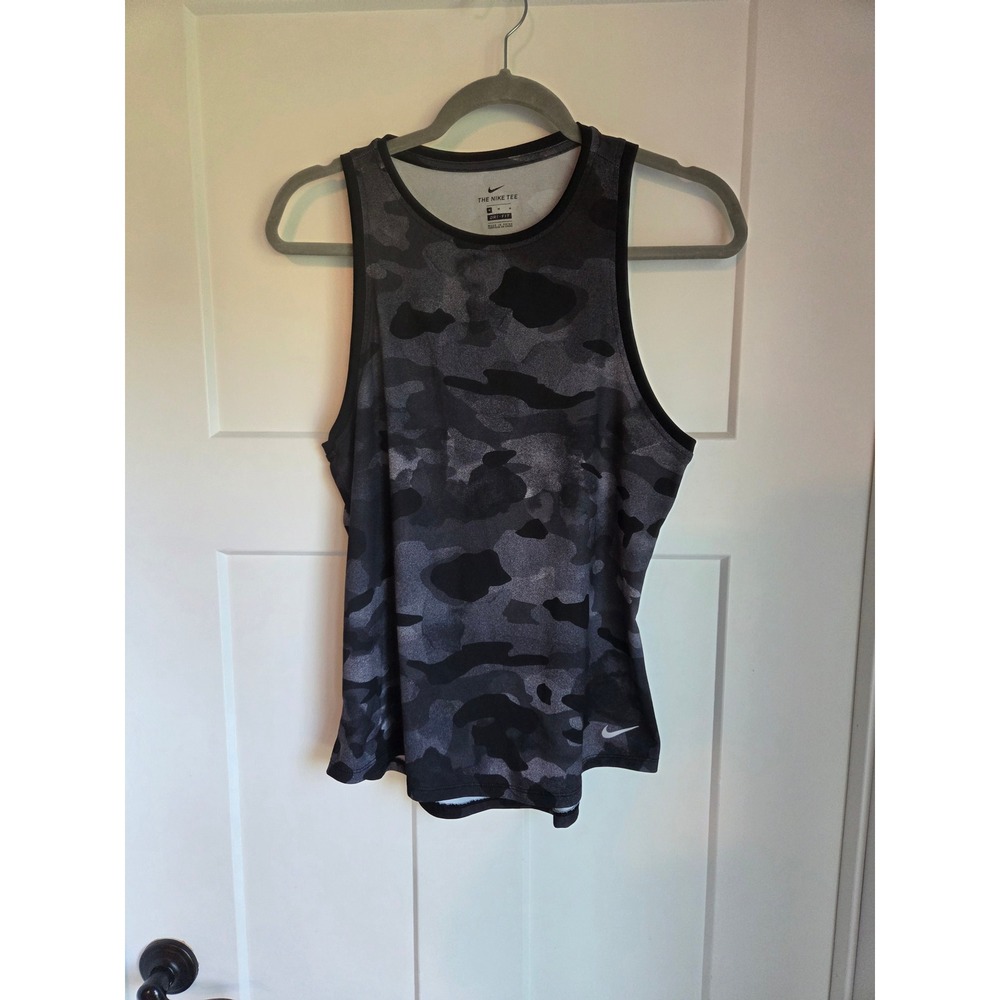 Nike Dri-FIT Camo Training Tank Top Mens Medium Gray Black Camouflage Racerback